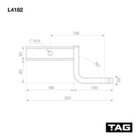 TAG Tow Ball Mount - 198mm Long, 90° Face, 50mm Square Hitch